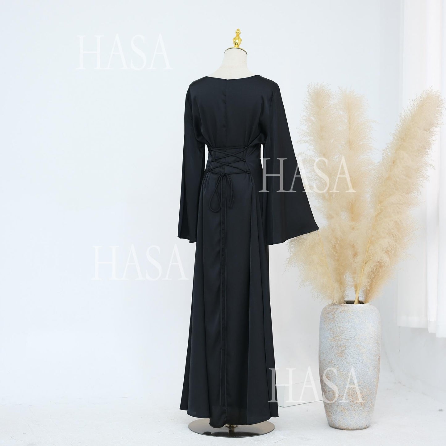 LUMAYA5870 Elegant drape two-piece robe dress-Light luxury street style abaya girl