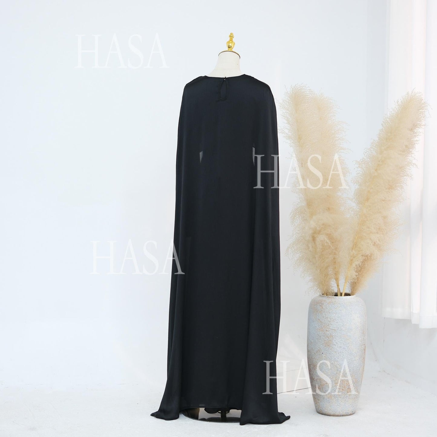 LUMAYA5870 Elegant drape two-piece robe dress-Light luxury street style abaya girl