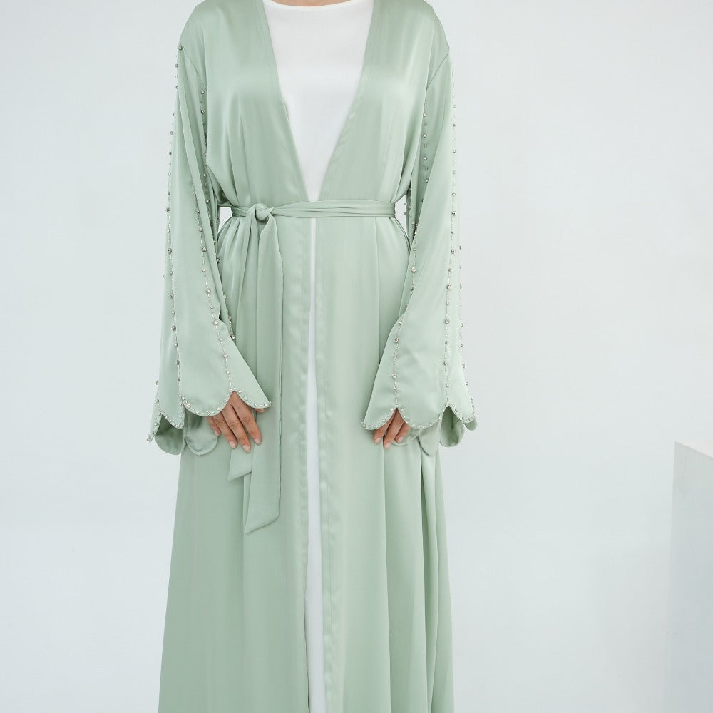 LM6602 Fully LMnd-beaded long cardigan jacket (headscarf not included)