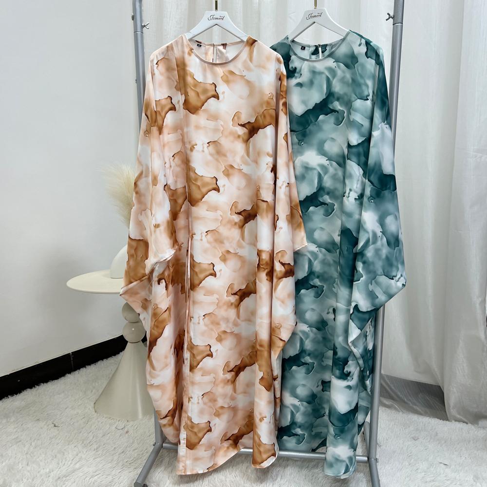 LUMAYA6502 Loose-fitting Printed Robe (headscarf Not Included)