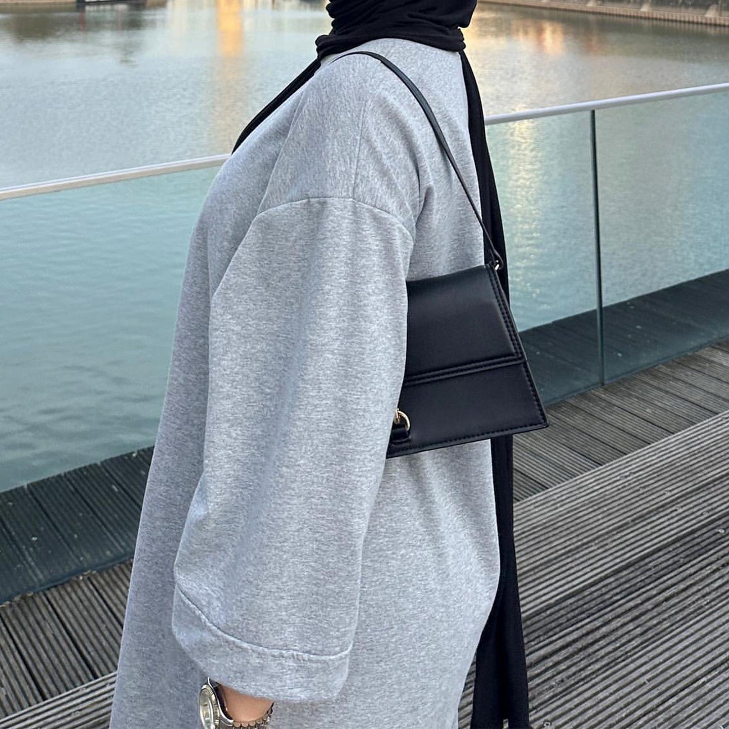 LUMAYA LUMAYA1089 Solid Color Hoodie Dress