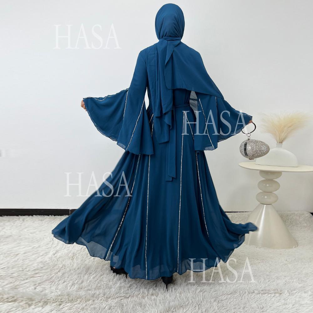 LUMAYA6497 Solid Color Light Luxury Chiffon Long Skirt Suit