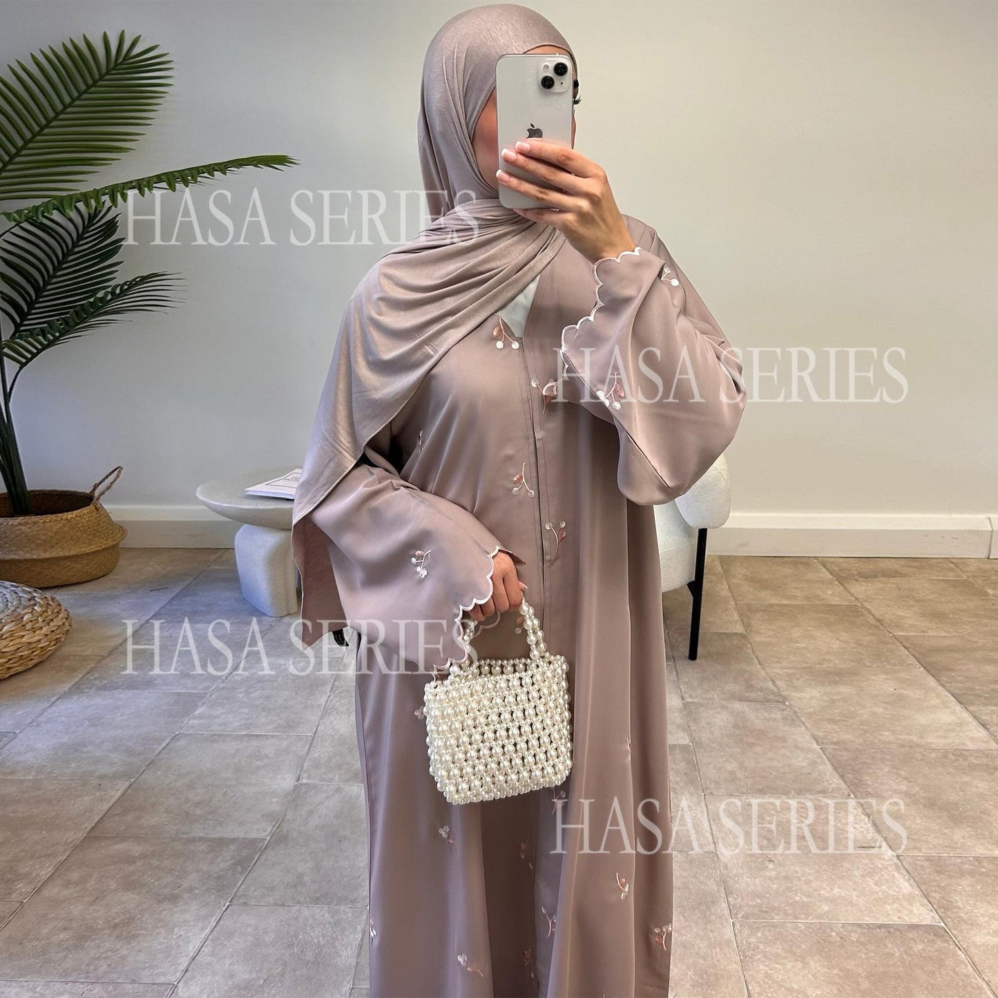 LUMAYASASERIES LUMAYA6682 Embroidered Floral Pattern Long Cardigan