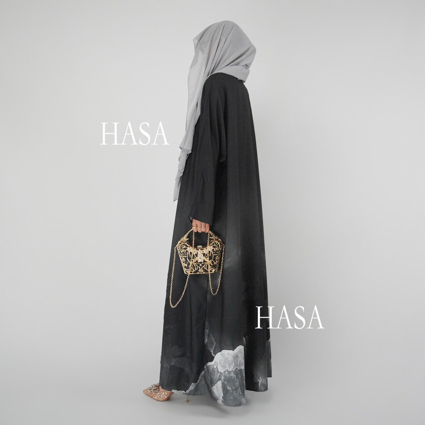 LUMAYA6324 Artistic Ombré BrusLUMAYAtroke Summer Kimono Abaya