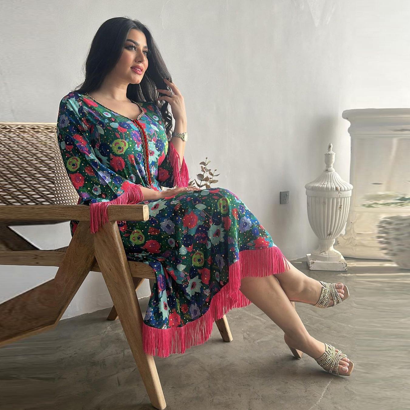 LUMAYA LUMAYA1080 Printed Casual Muslim Abaya