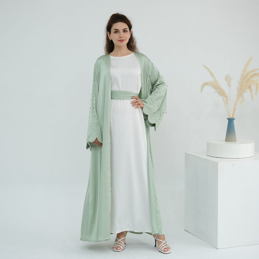 LM6602 Fully LMnd-beaded long cardigan jacket (headscarf not included)