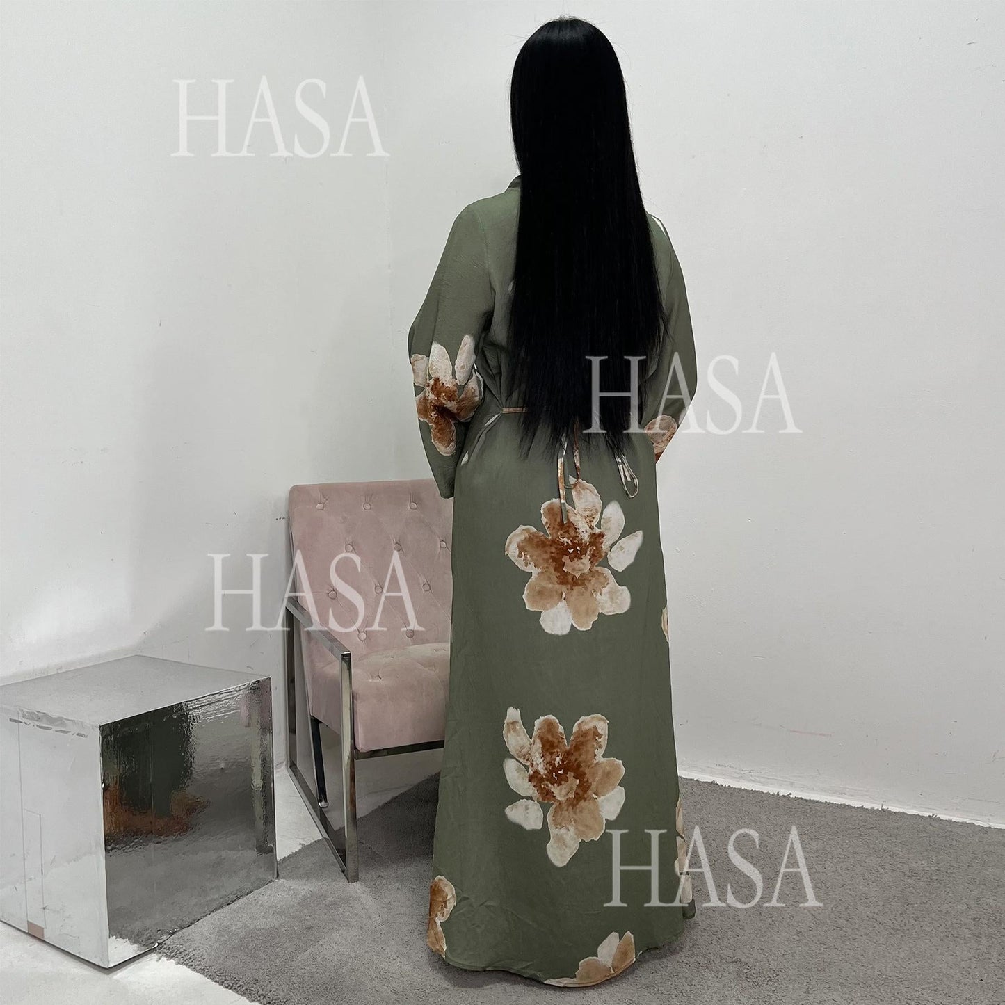 LUMAYA6503 Long-sleeved Waist-length Printed Dress (one Piece)