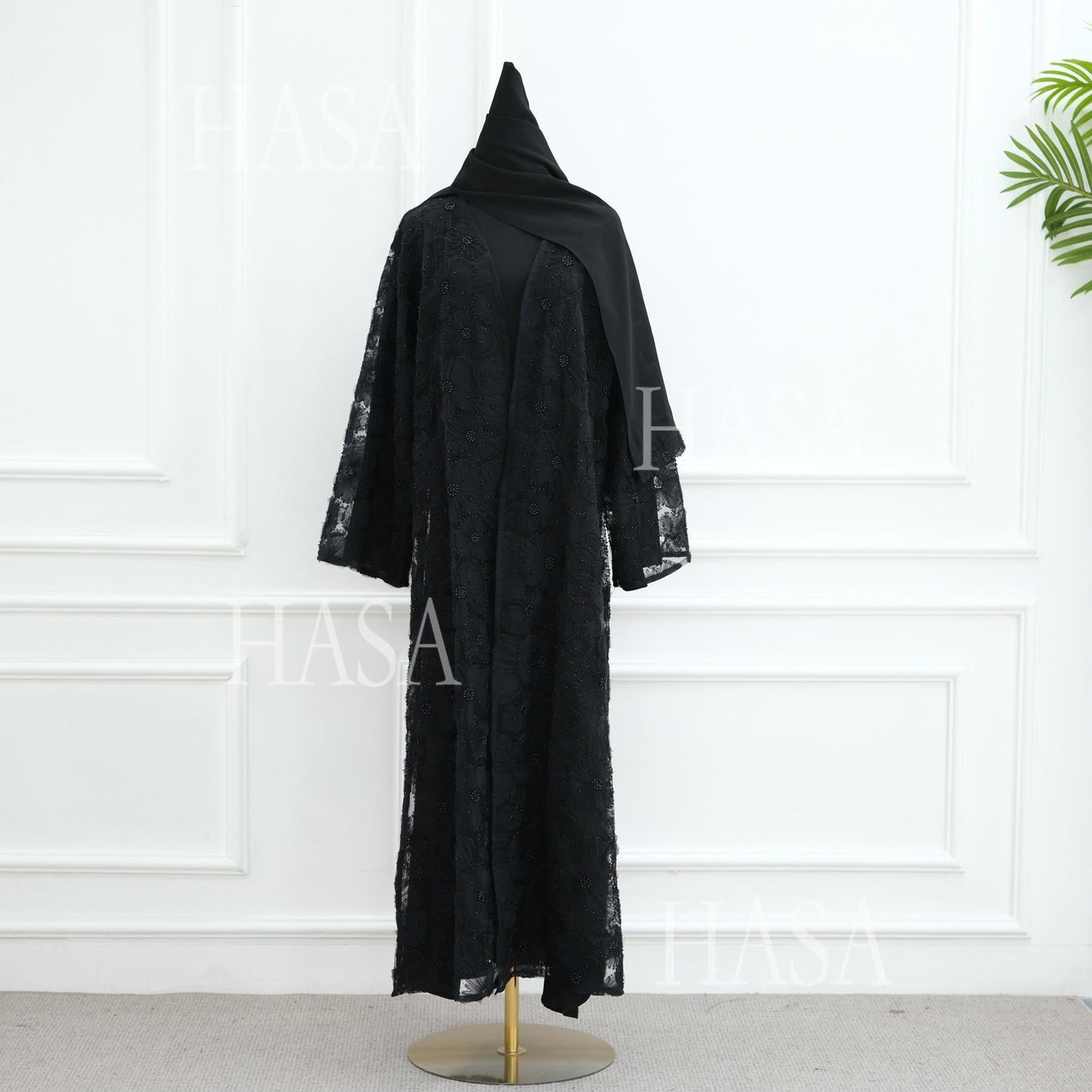 LUMAYA6625 Dreidimensionale, Perlenbesetzte Strickjacke Mit Blumenmuster, Die Mit Einer Inneren Schicht Oder Einem Kopftuch Kombiniert Werden Kann.