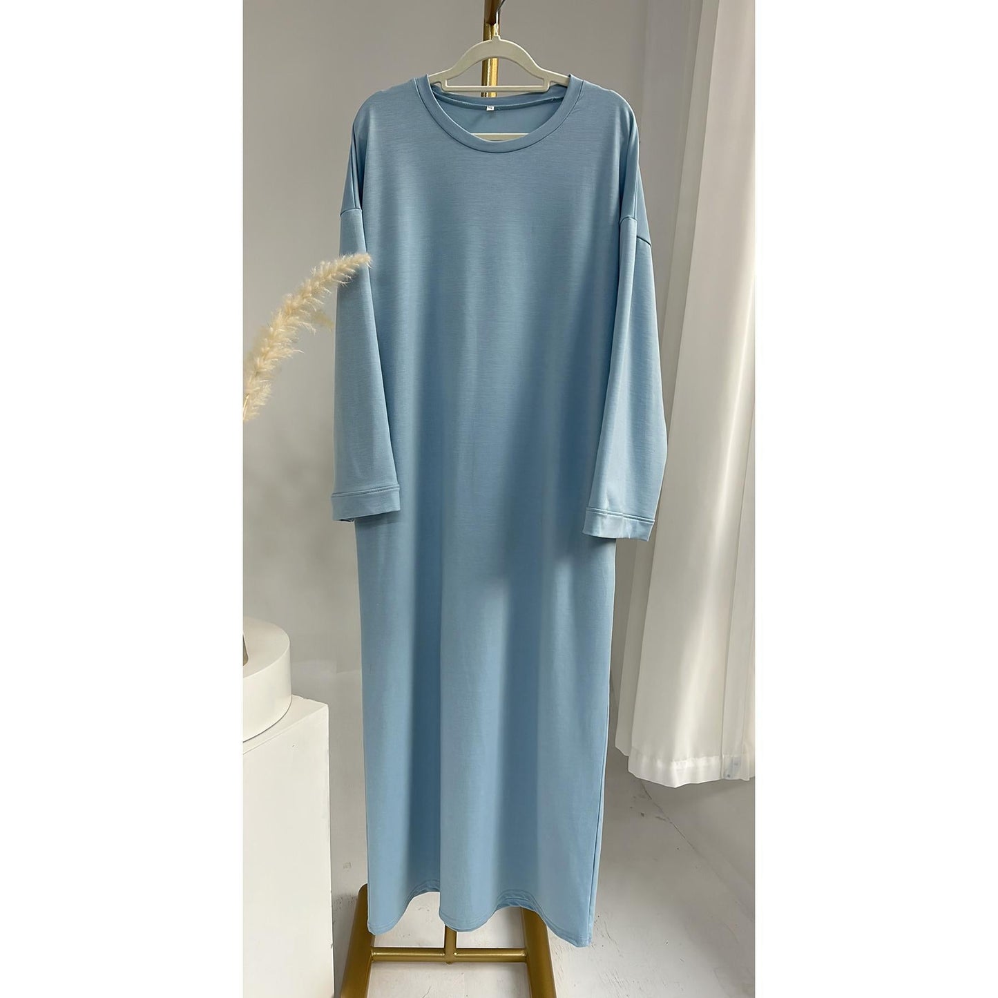 LUMAYA LUMAYA1089 Solid Color Hoodie Dress