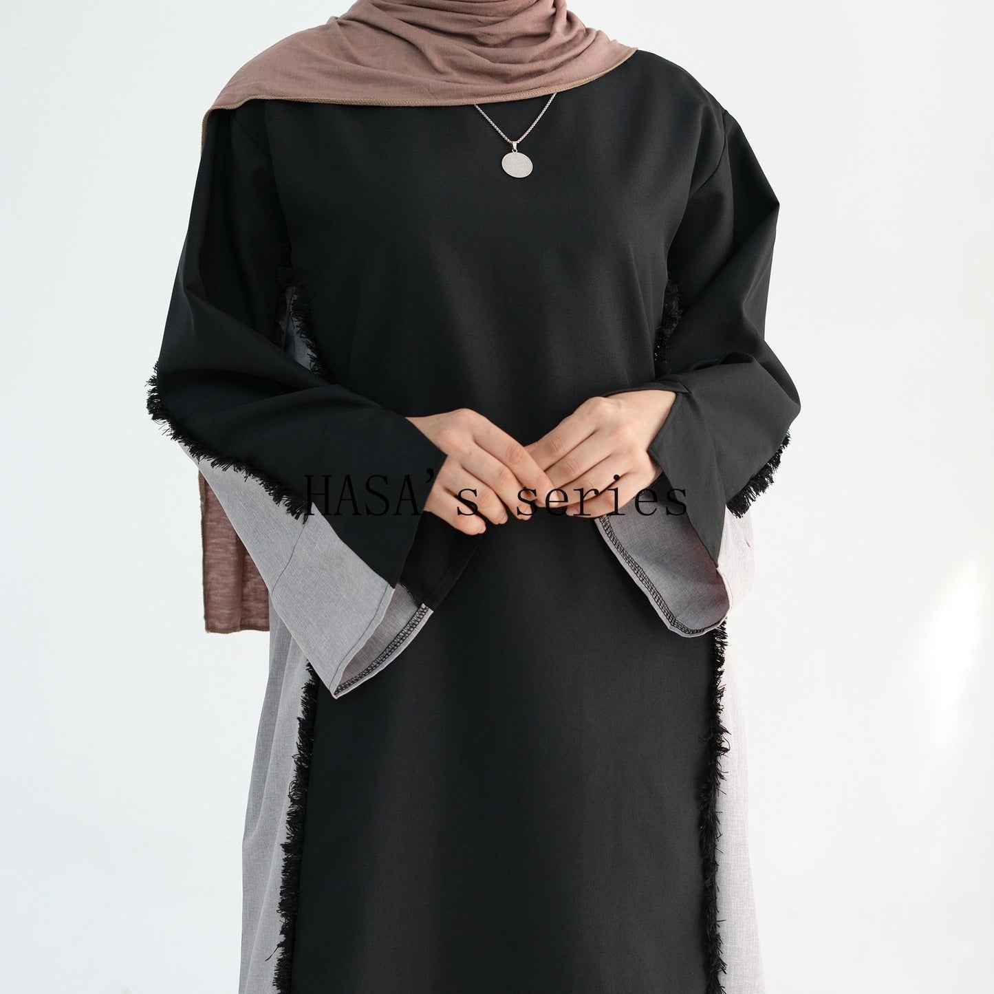 LUMAYA5508 Elegant patchwork robe - lightweight and comfortable, showing fashion taste plain casual dress