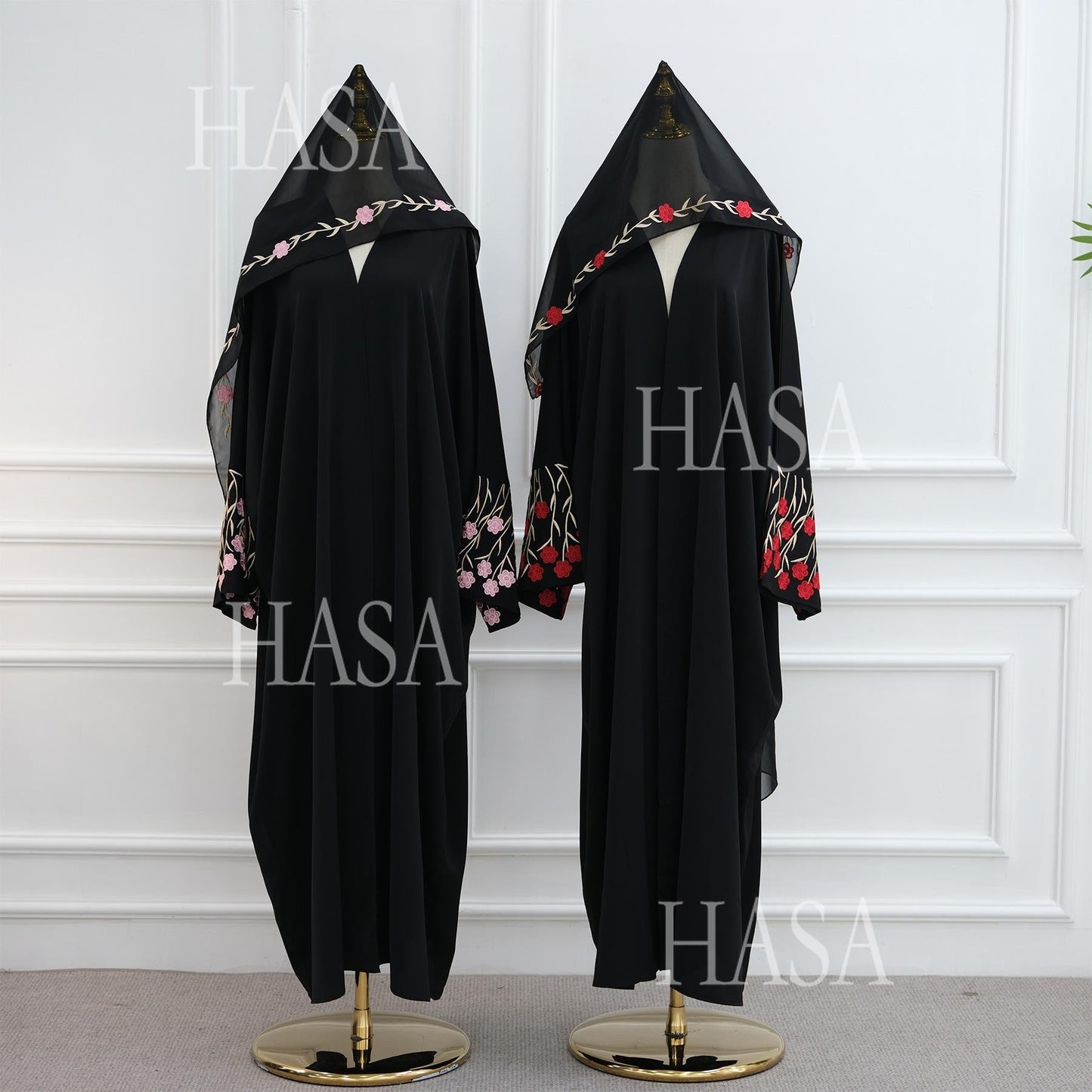 HA6529 Embroidered cardigan robe with headscarf, optional inner wear combination