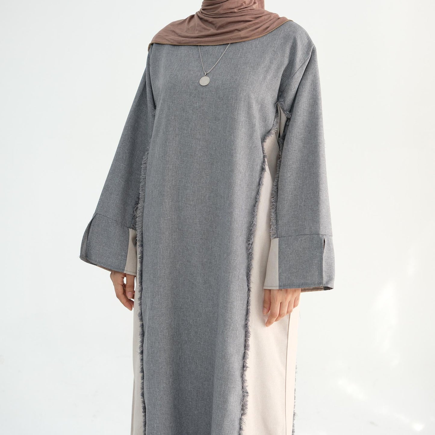LUMAYA5508 Elegant patchwork robe - lightweight and comfortable, showing fashion taste plain casual dress
