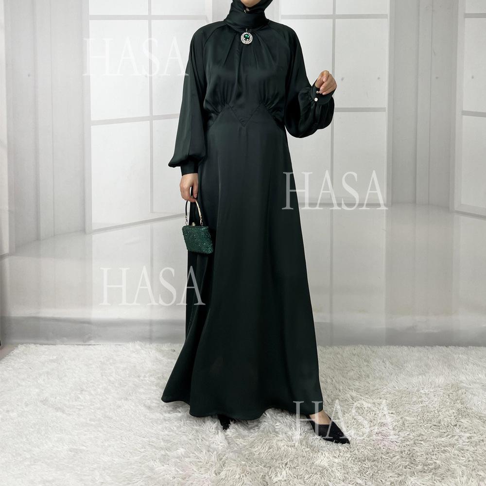 LUMAYA5859 High-end Silk Satin Robe (headscarf Not Included), Elegant Design Exudes Luxurious Texture