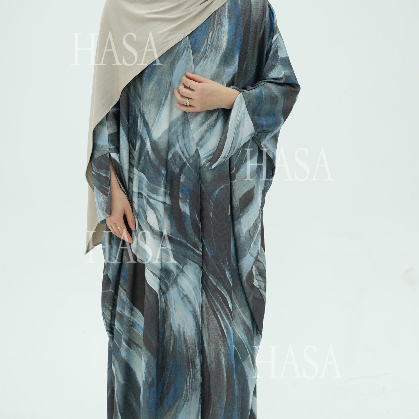LUMAYA6509 Abstract Printed Loose Abaya (Headscarf Not Included)
