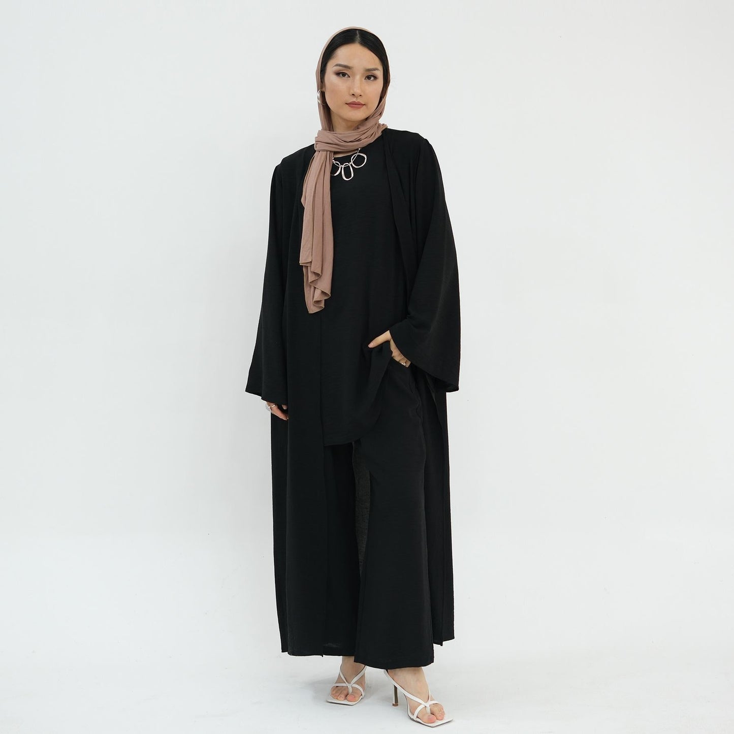 LM5107 Classic Solid Color Three-piece Suit - Loose Long Design Combination