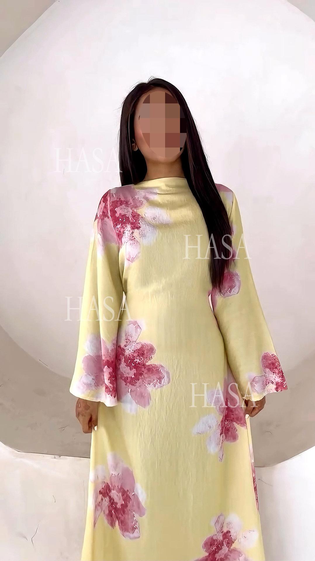 LUMAYA6503 Long-sleeved Waist-length Printed Dress (one Piece)