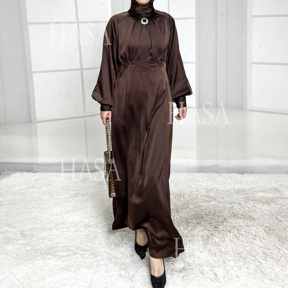 LUMAYA5859 High-end Silk Satin Robe (headscarf Not Included), Elegant Design Exudes Luxurious Texture
