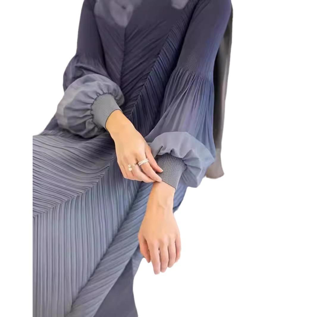 LUMAYA5824 Women's clothing gradual cLUMAYAnge color lantern sleeves high sense middle east dress