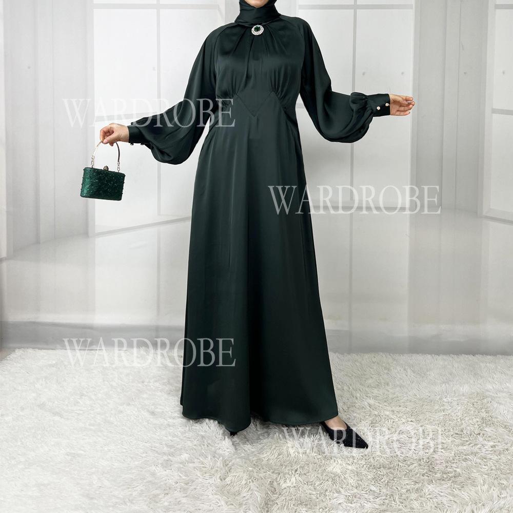 LUMAYA5859 High-end Silk Satin Robe (headscarf Not Included), Elegant Design Exudes Luxurious Texture