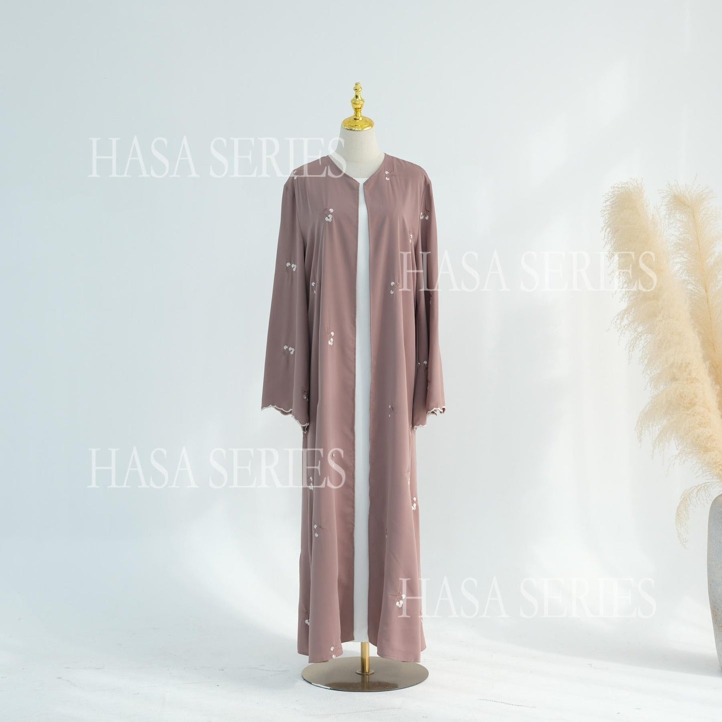 LUMAYASASERIES LUMAYA6682 Embroidered Floral Pattern Long Cardigan