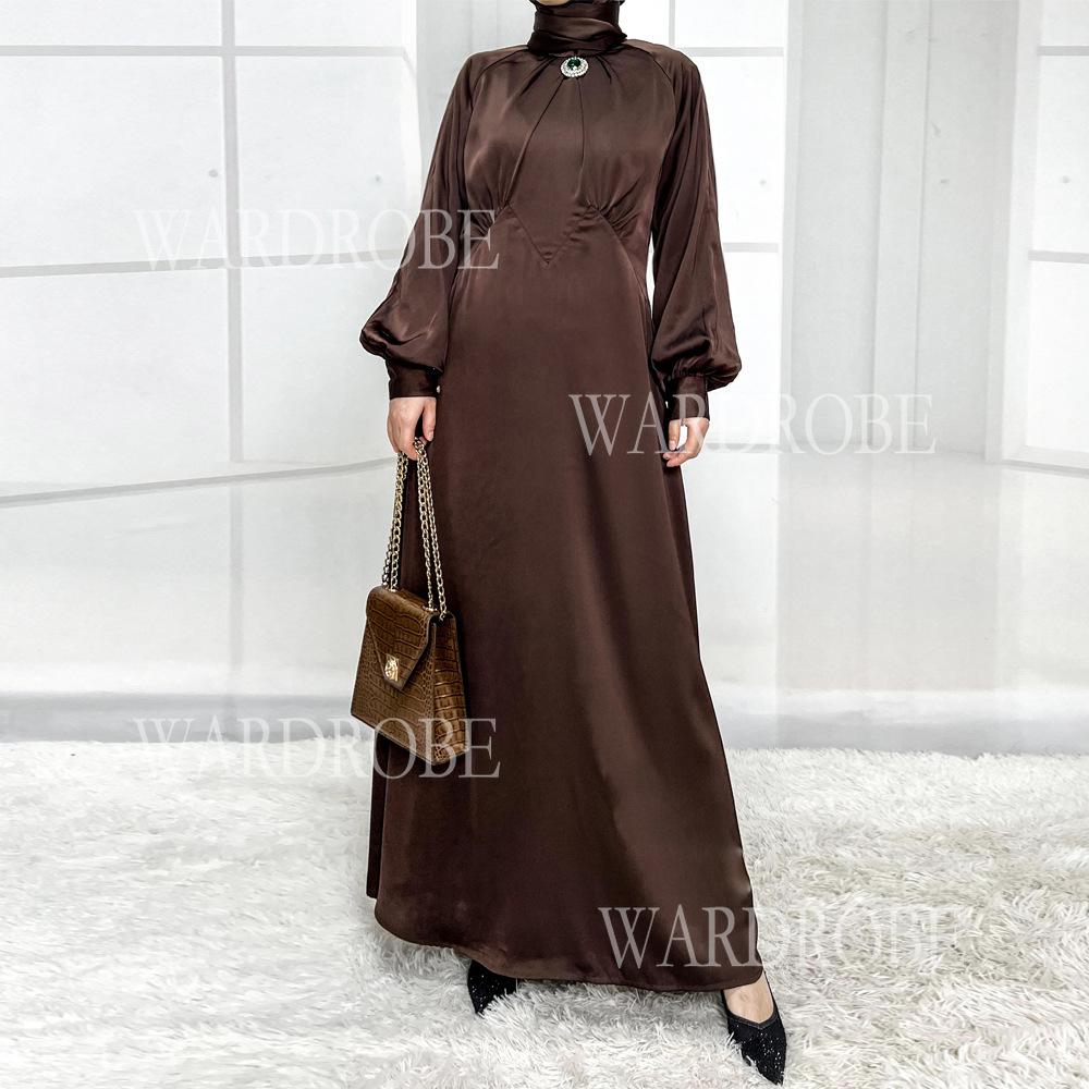 LUMAYA5859 High-end Silk Satin Robe (headscarf Not Included), Elegant Design Exudes Luxurious Texture