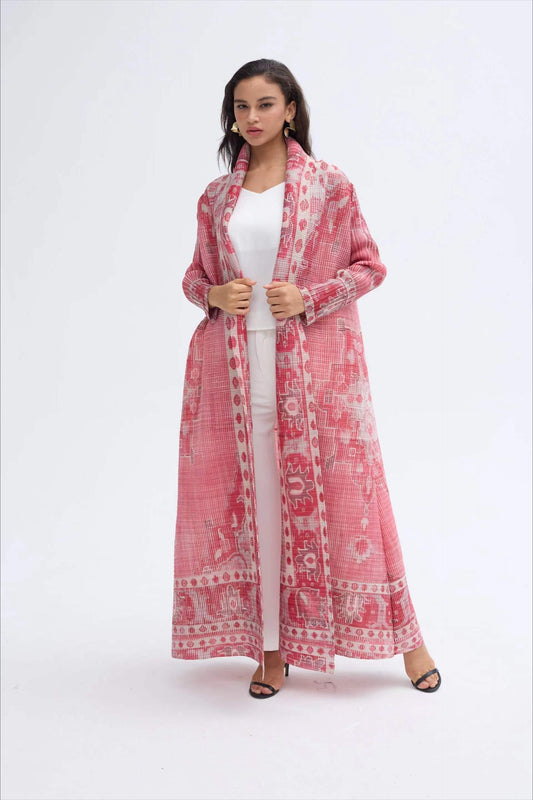 LUMAYA6711 Ethereal Pink , Elevated Abaya Style with Artistic Prints