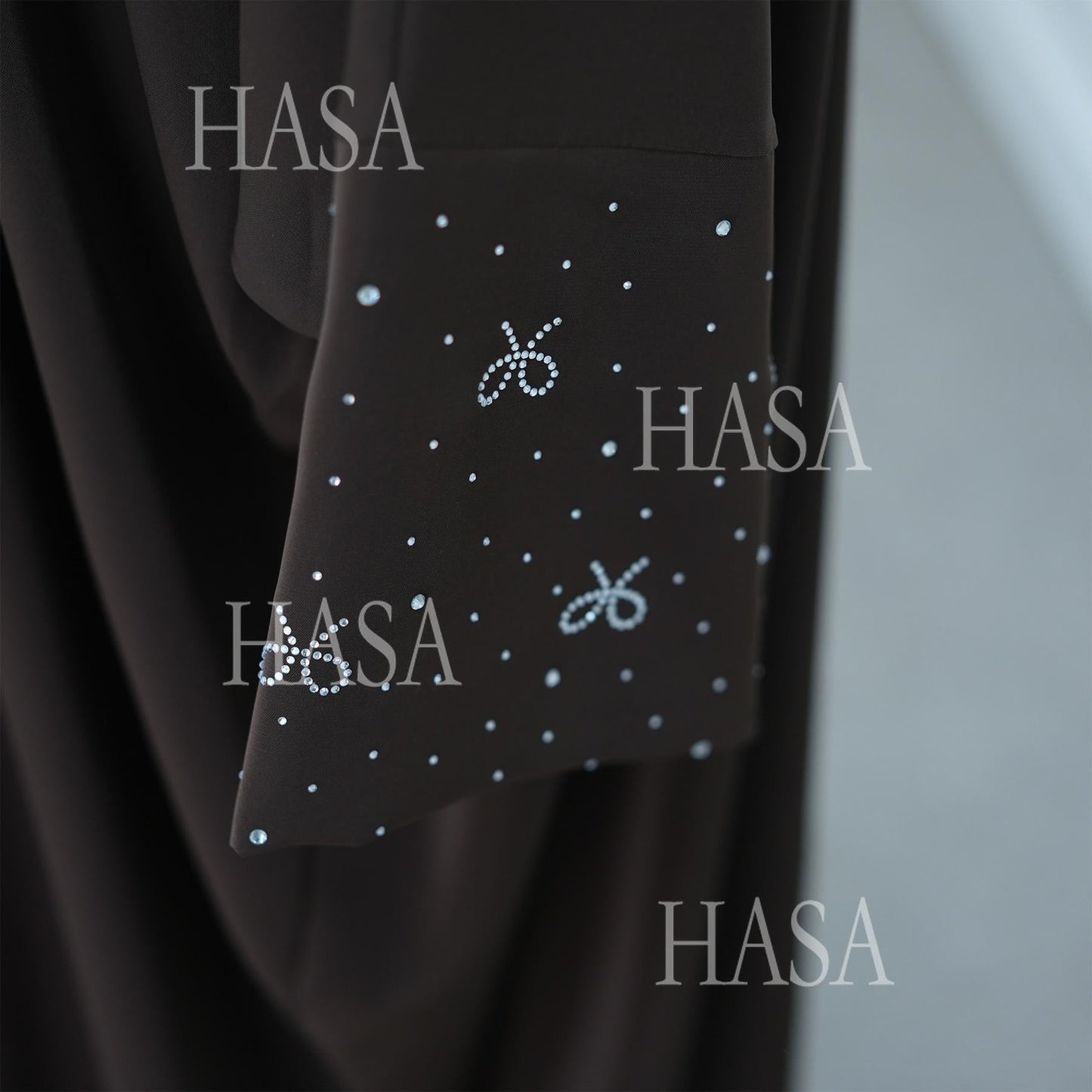 HA6492  Long-sleeved Robe with Bow and Beading