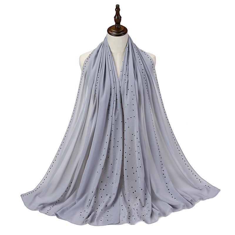 LUMAYA LM1127 Pearl Chiffon Rhinestone Headscarf