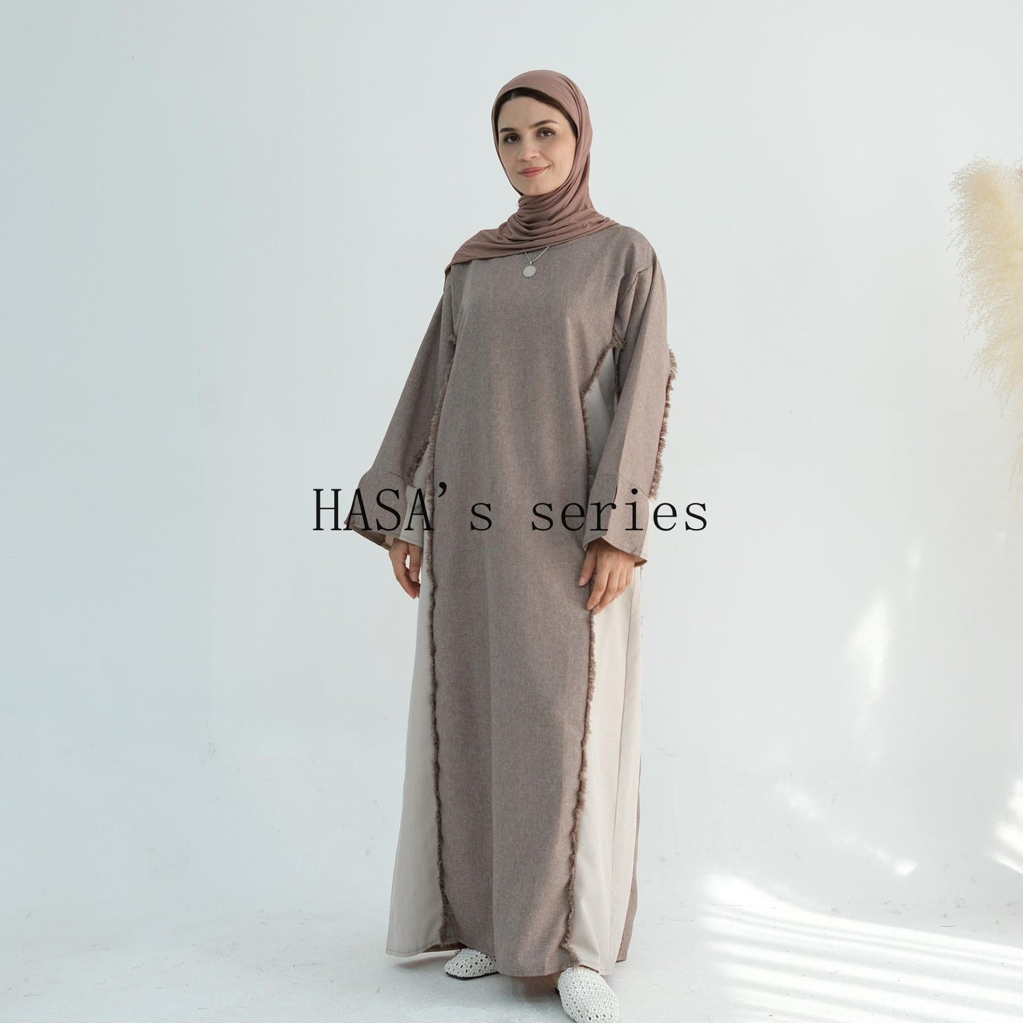 LUMAYA5508 Elegant patchwork robe - lightweight and comfortable, showing fashion taste plain casual dress