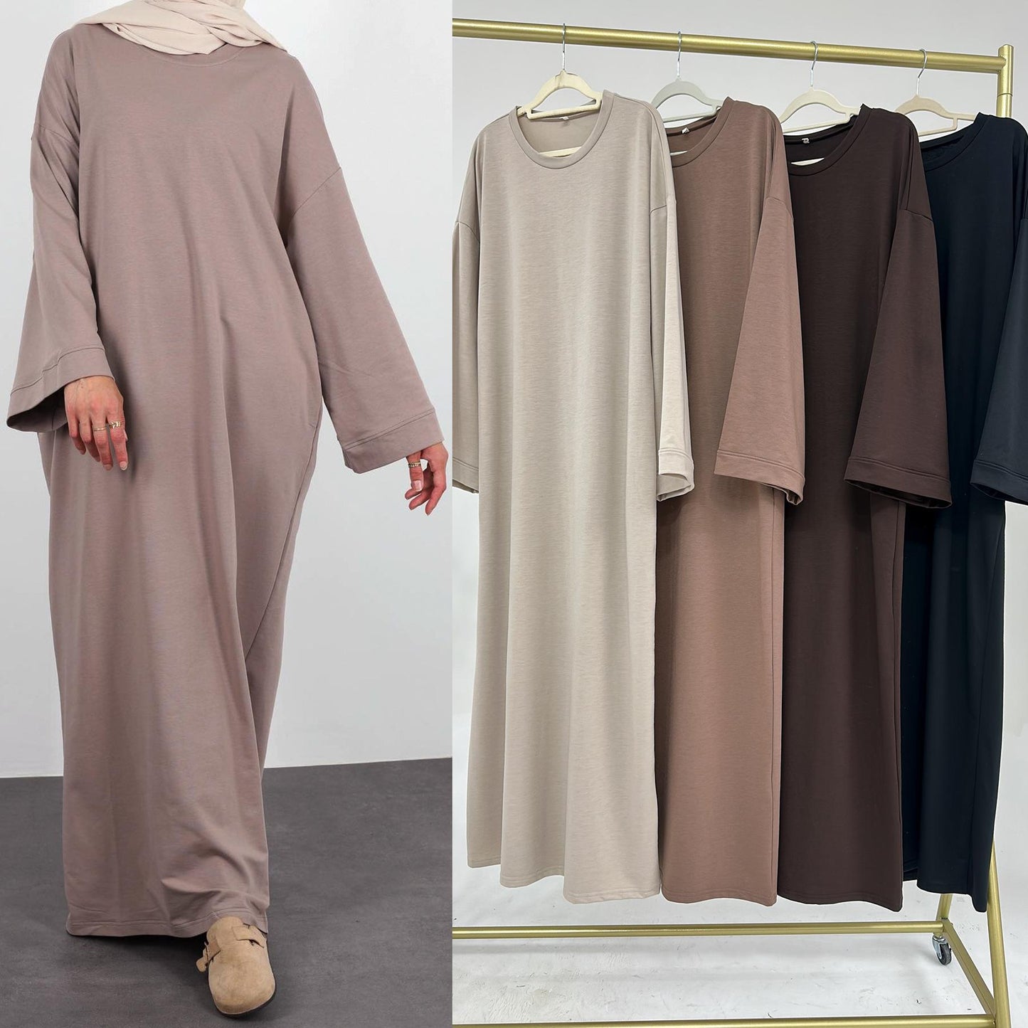 LUMAYA LUMAYA1089 Solid Color Hoodie Dress