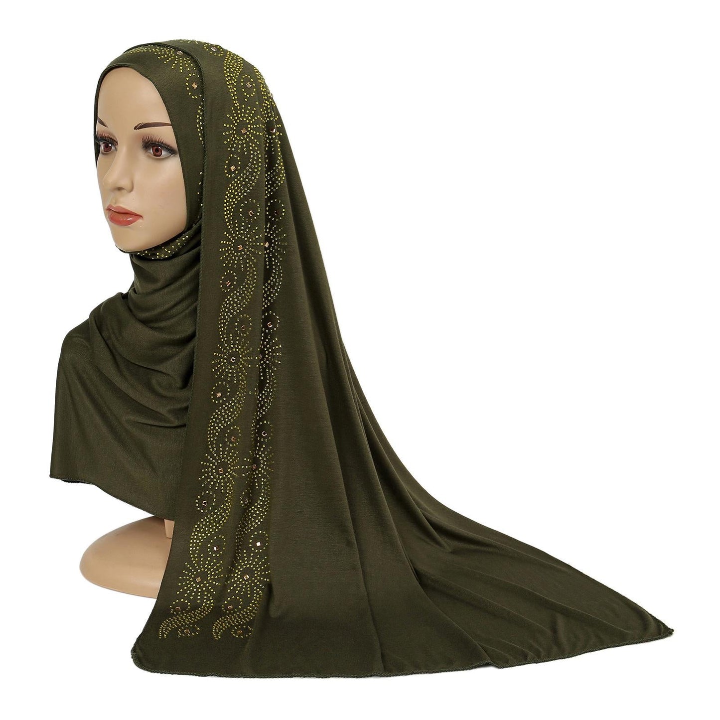 LUMAYA LM1145 Solid Color Rhinestone Headscarf