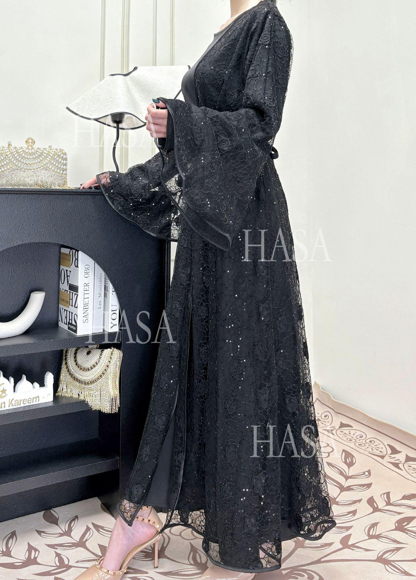 LUMAYA6482 Soft Lace Maxi Dress Set, Simple Loose Design
