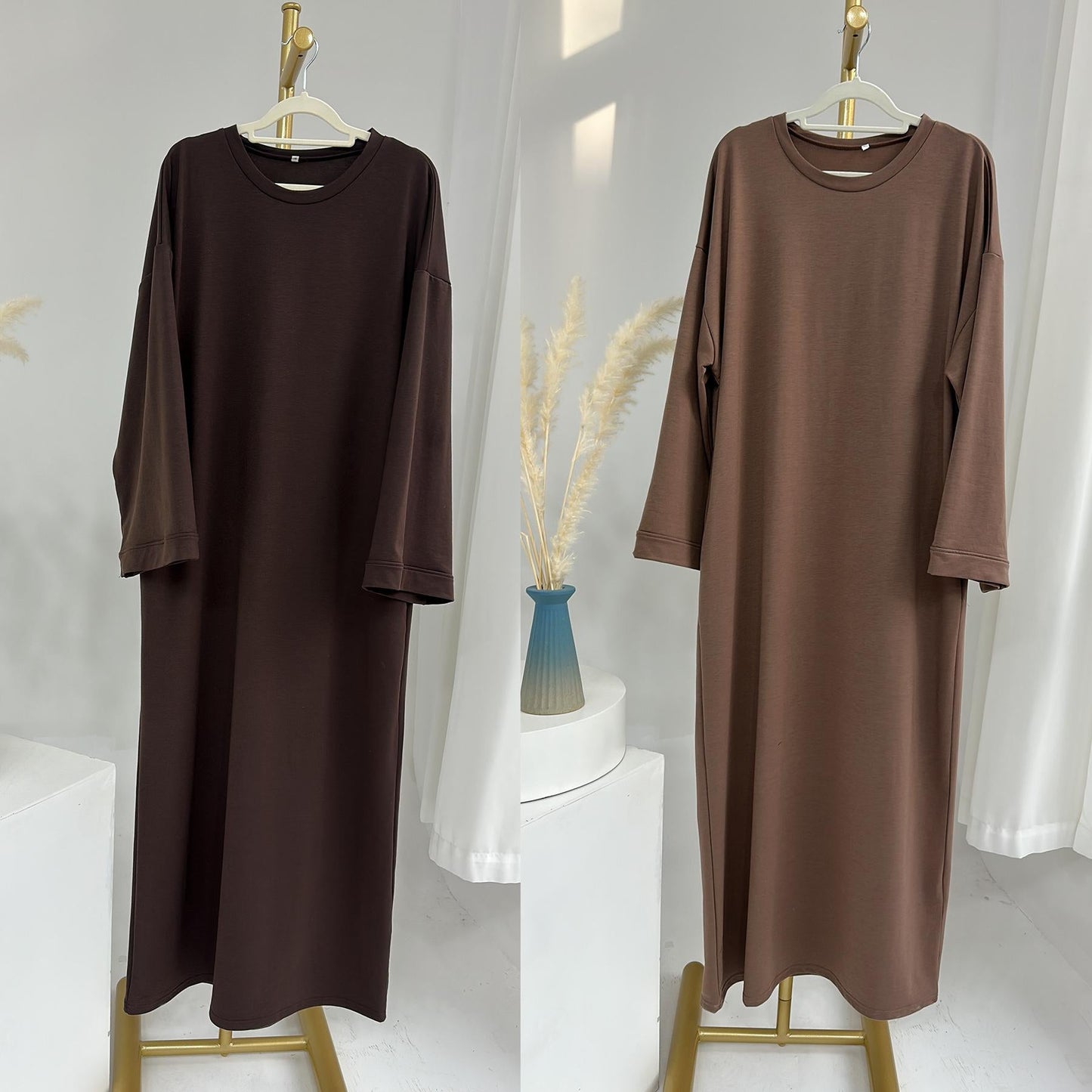 LUMAYA LUMAYA1089 Solid Color Hoodie Dress