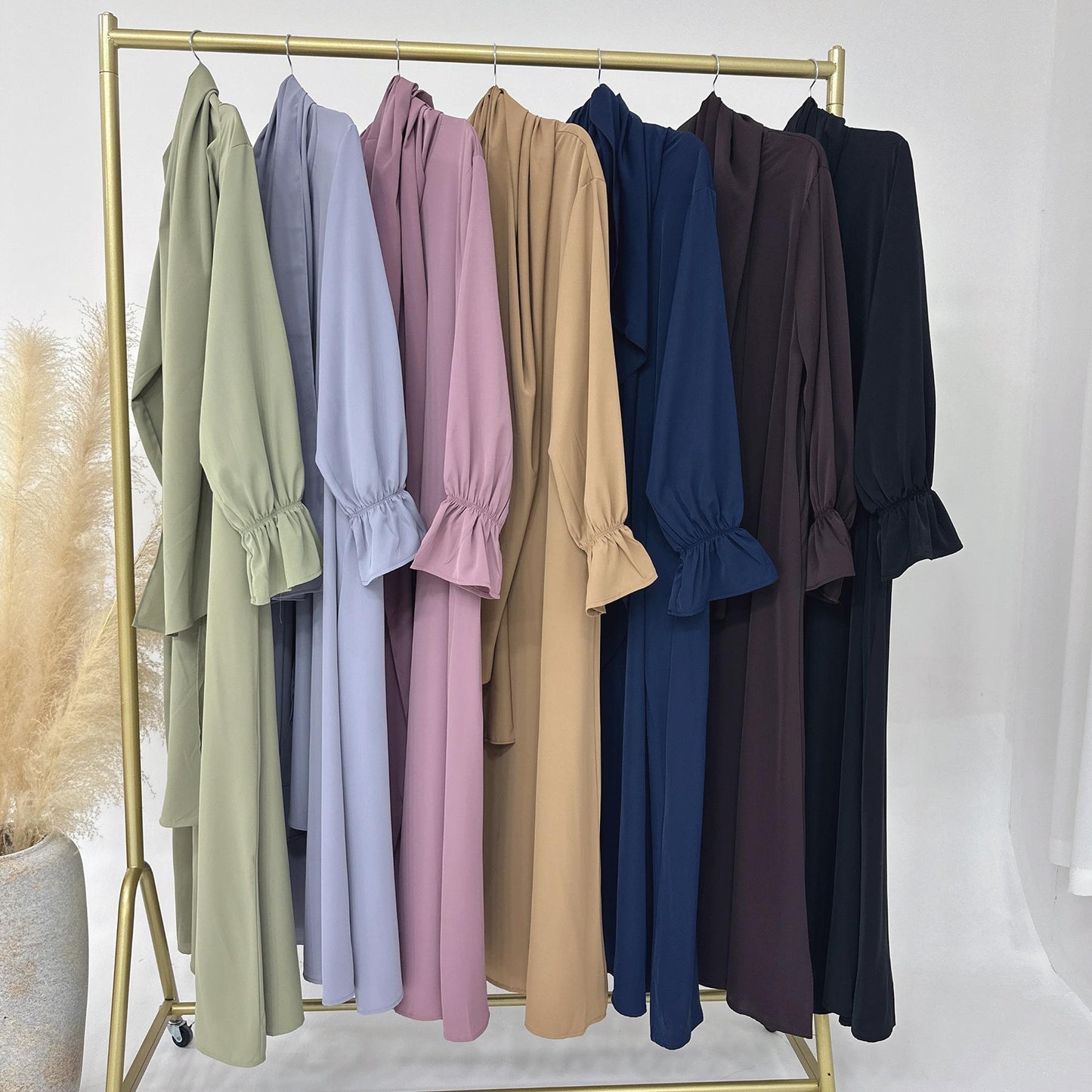 LUMAYA LM1173 Solid Color Hooded Abaya with Side Pocket