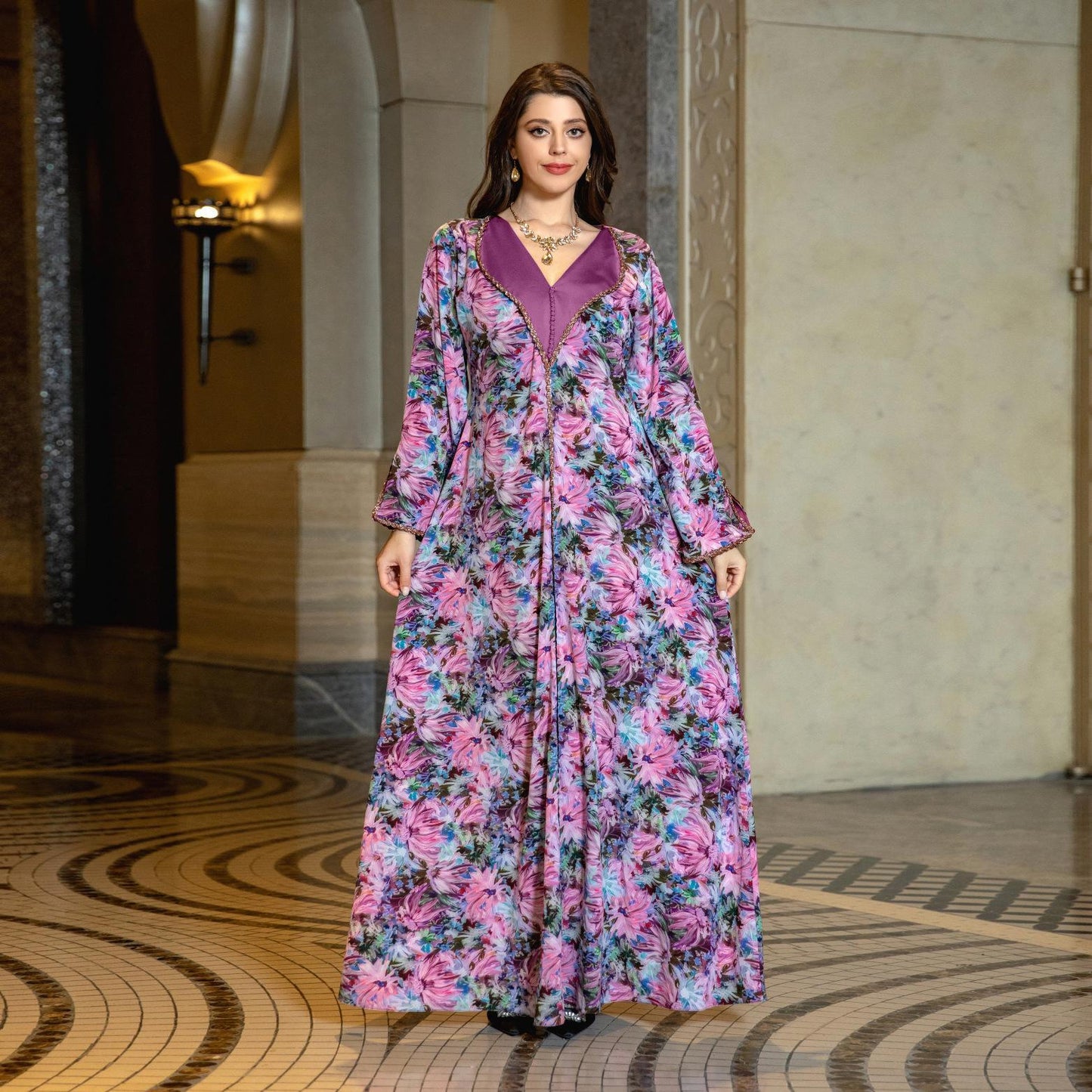 LUMAYA LUMAYA1070 Fashionable Printed Diamond Set Robe