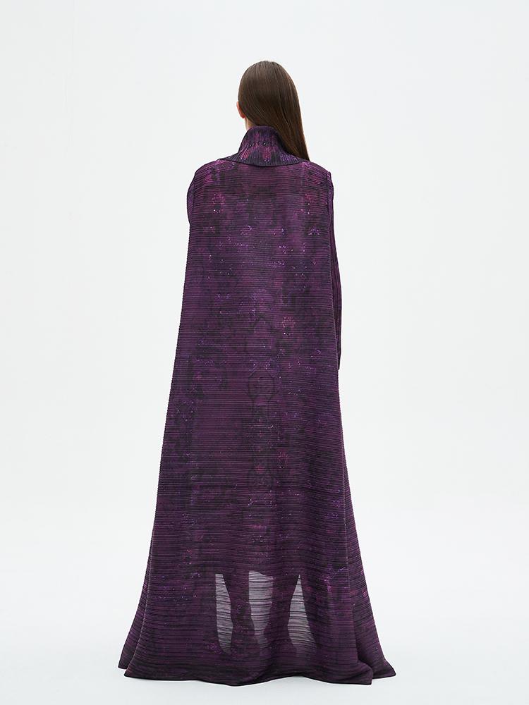 LUMAYA6712 Regal Amethyst , Belted Purple Abaya with Subtle Sparkle
