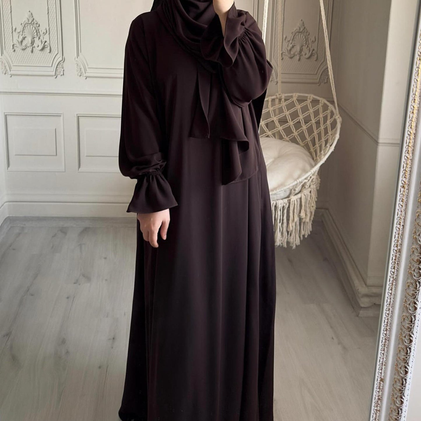 LUMAYA LM1173 Solid Color Hooded Abaya with Side Pocket