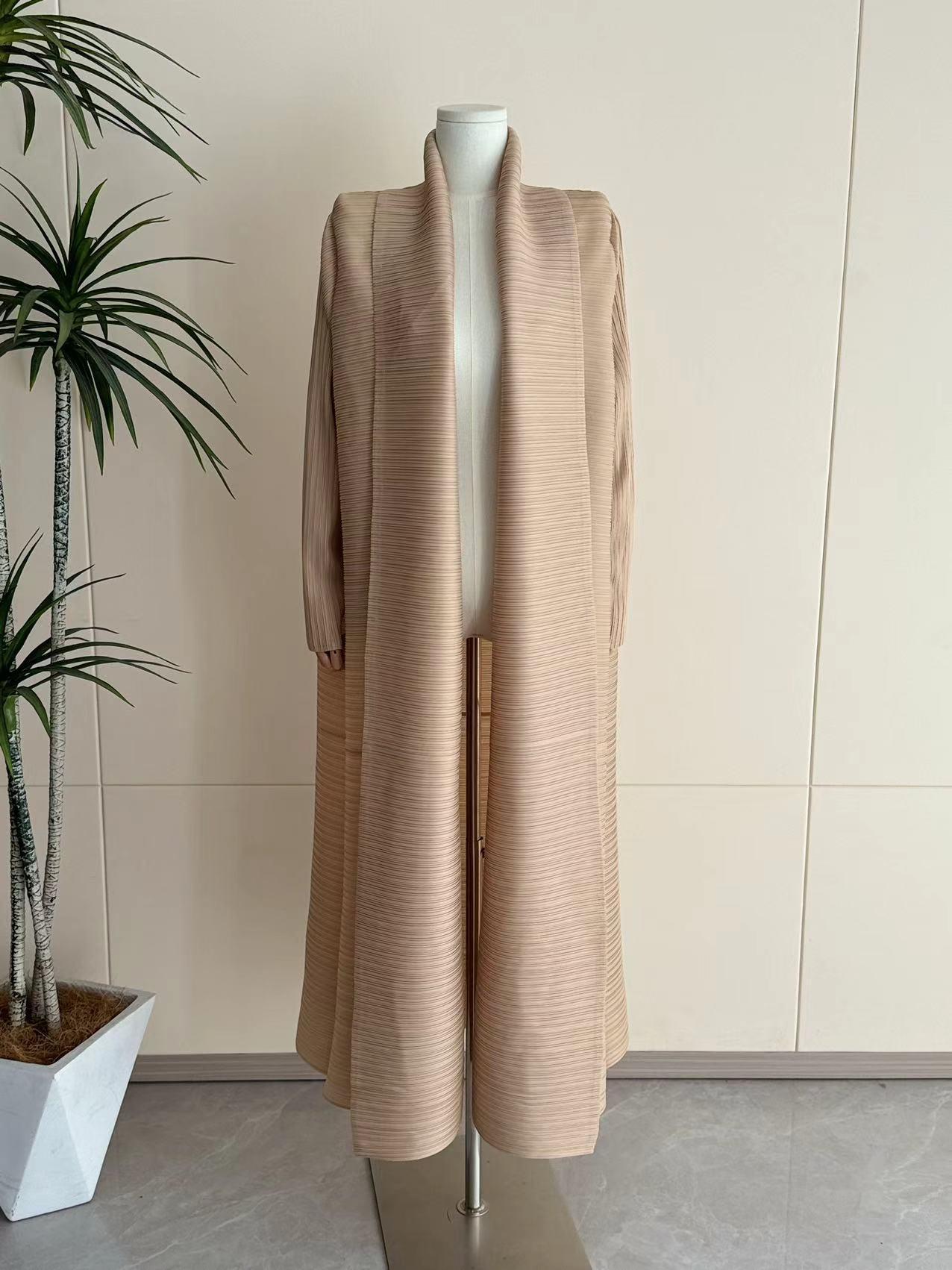 LUMAYA6729 Chocolate Crinkle | Brown Textured Open Abaya