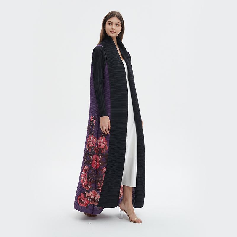LUMAYA6724 Amethyst Bloom | Purple & Black Abaya with Floral Print Panel