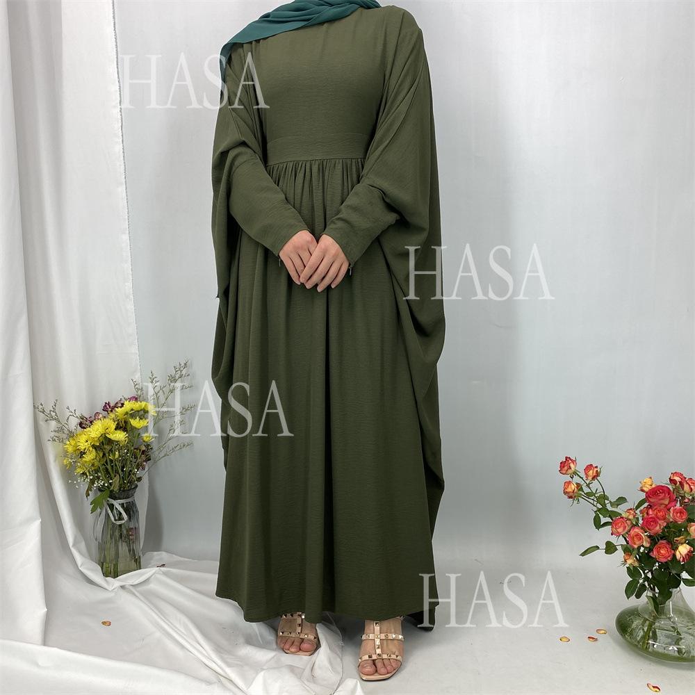 LM6586 Loose Turkish Pleated Dress, Fashionable Long Design