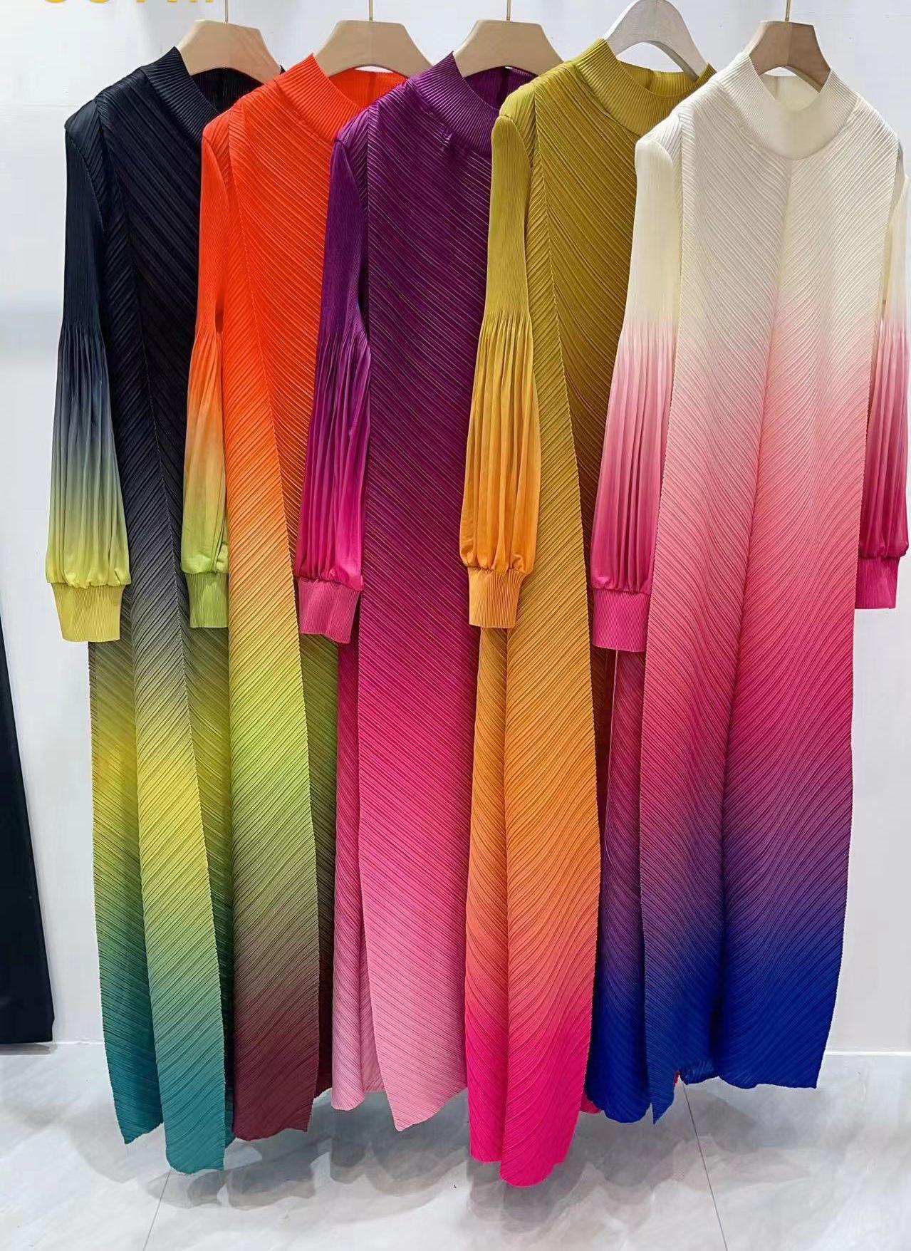 LUMAYA5824 Women's clothing gradual cLUMAYAnge color lantern sleeves high sense middle east dress