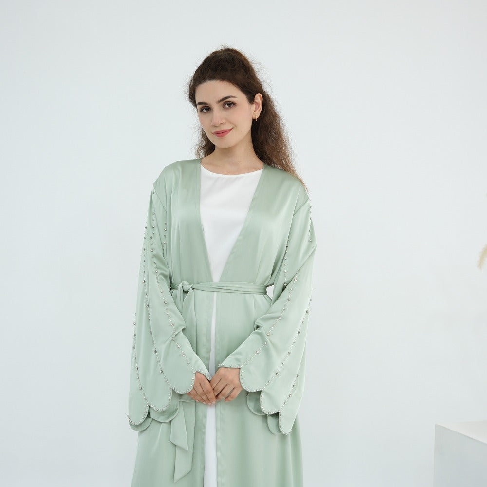LM6602 Fully LMnd-beaded long cardigan jacket (headscarf not included)