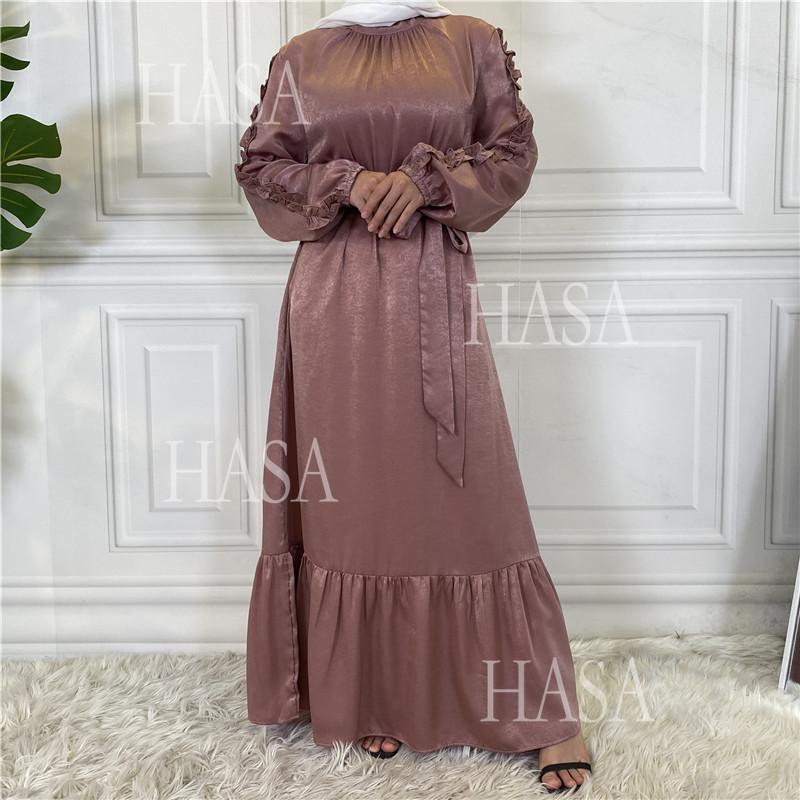LM6591 Solid Color Turtleneck Long Sleeve Dress with Pleated Waistband