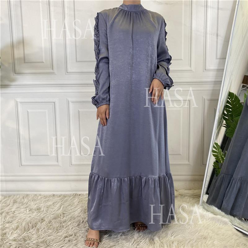 LM6591 Solid Color Turtleneck Long Sleeve Dress with Pleated Waistband
