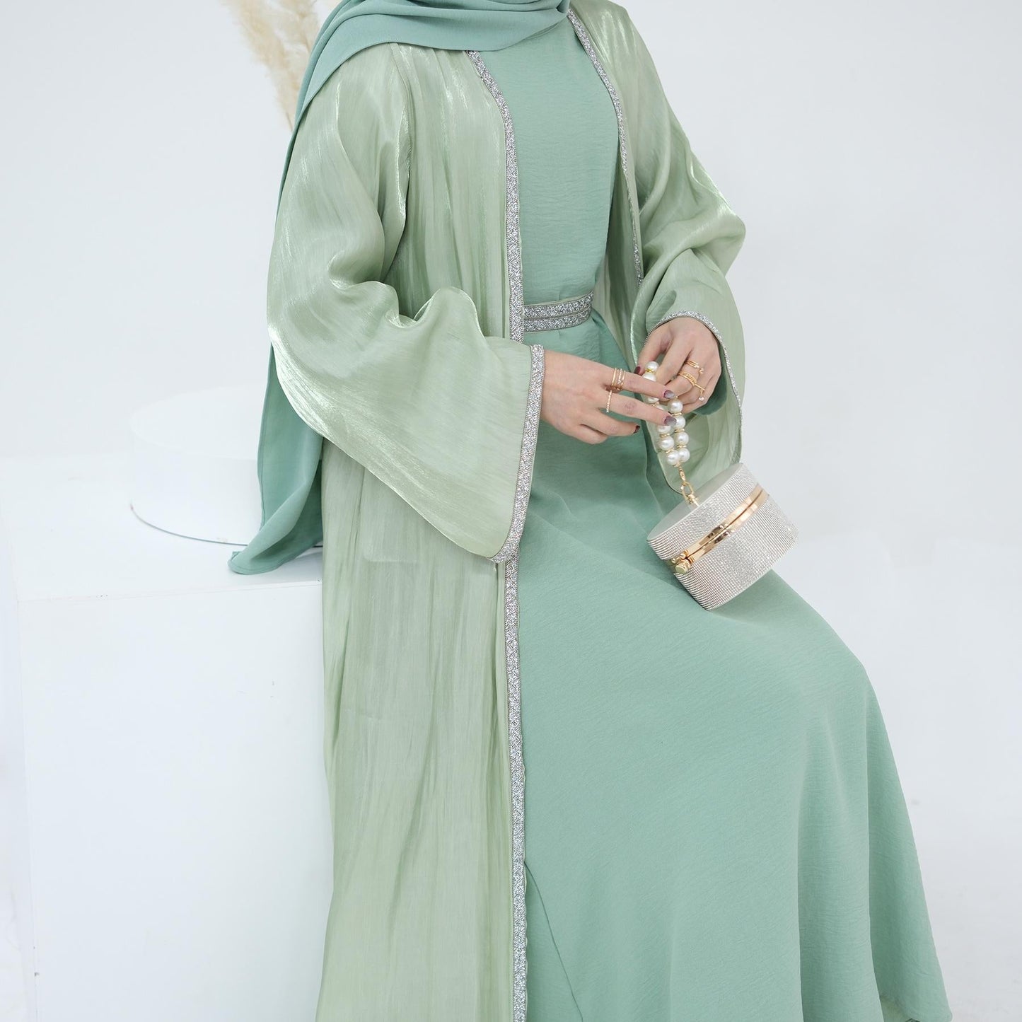 LUMAYA LM1185 3pcs Set Cardigan+Inner Dress+Hijab