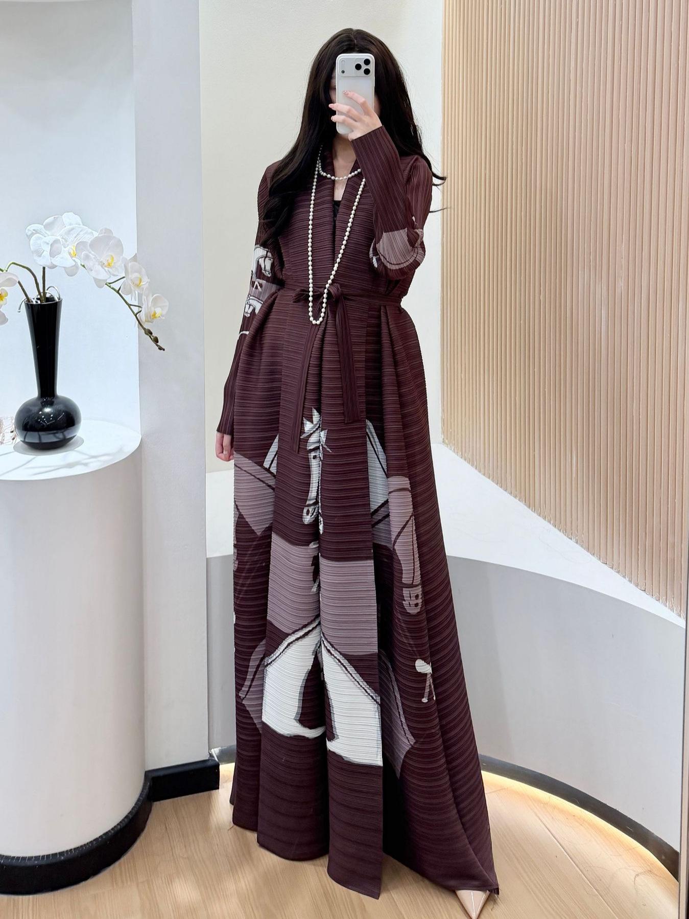 LUMAYA6718 Questrian Elegance | Brown Abaya with Horse Motifs