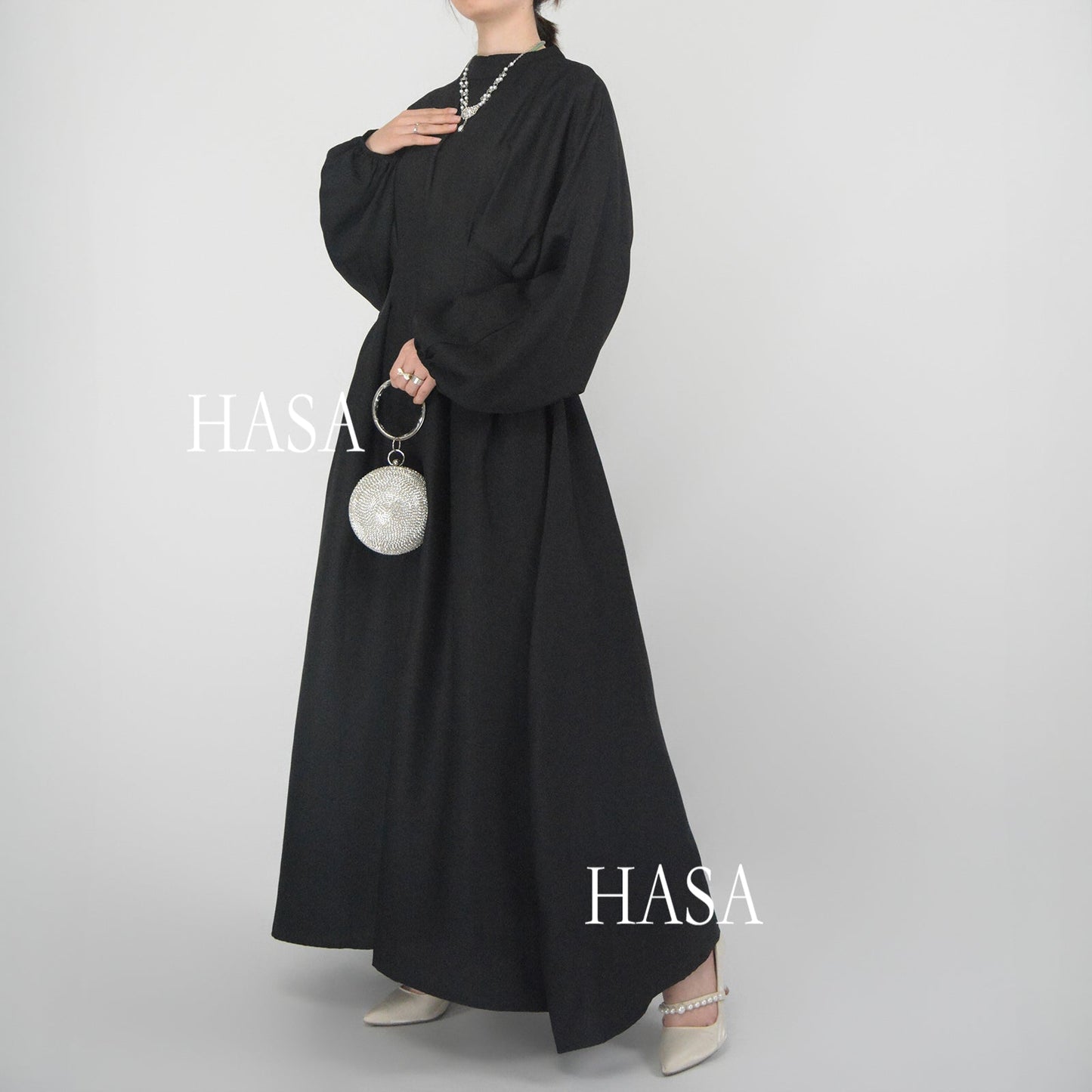 HASA's Series  HA1226 Delicate and Elegant Solid Colored Dress