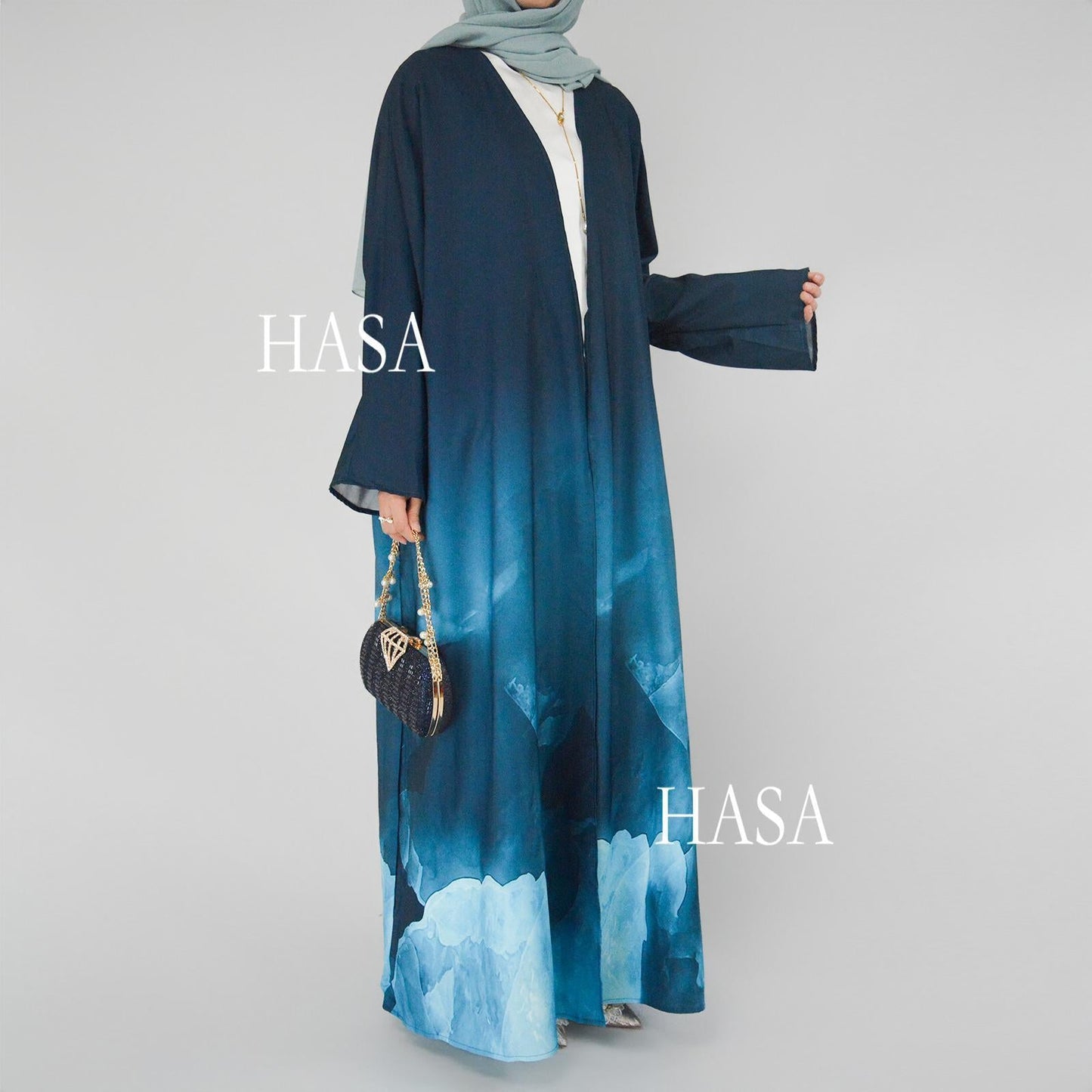 LUMAYA6324 Artistic Ombré BrusLUMAYAtroke Summer Kimono Abaya