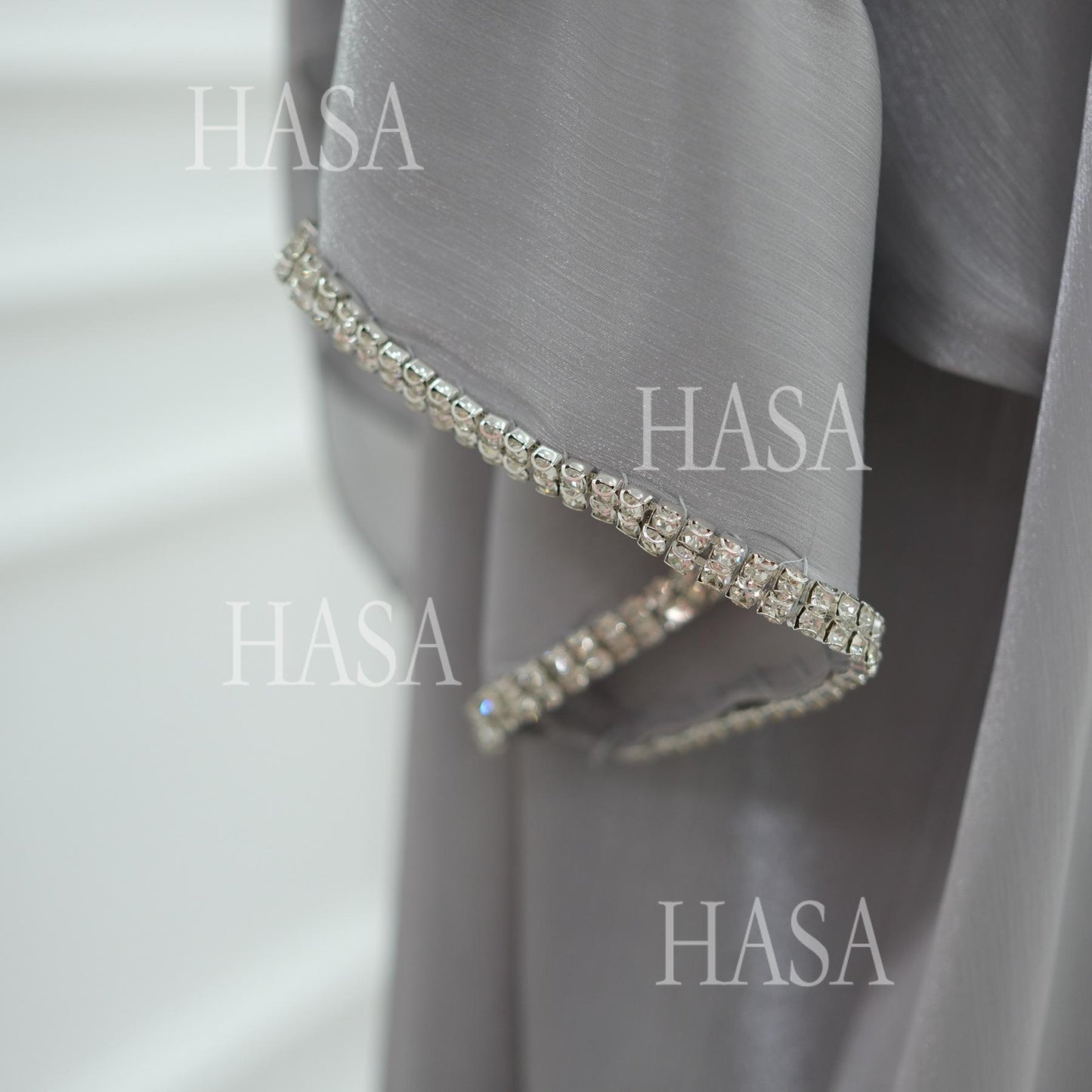 LUMAYA6553  Two-Piece Solid Abaya with Beaded Details and Matching Scarf Option