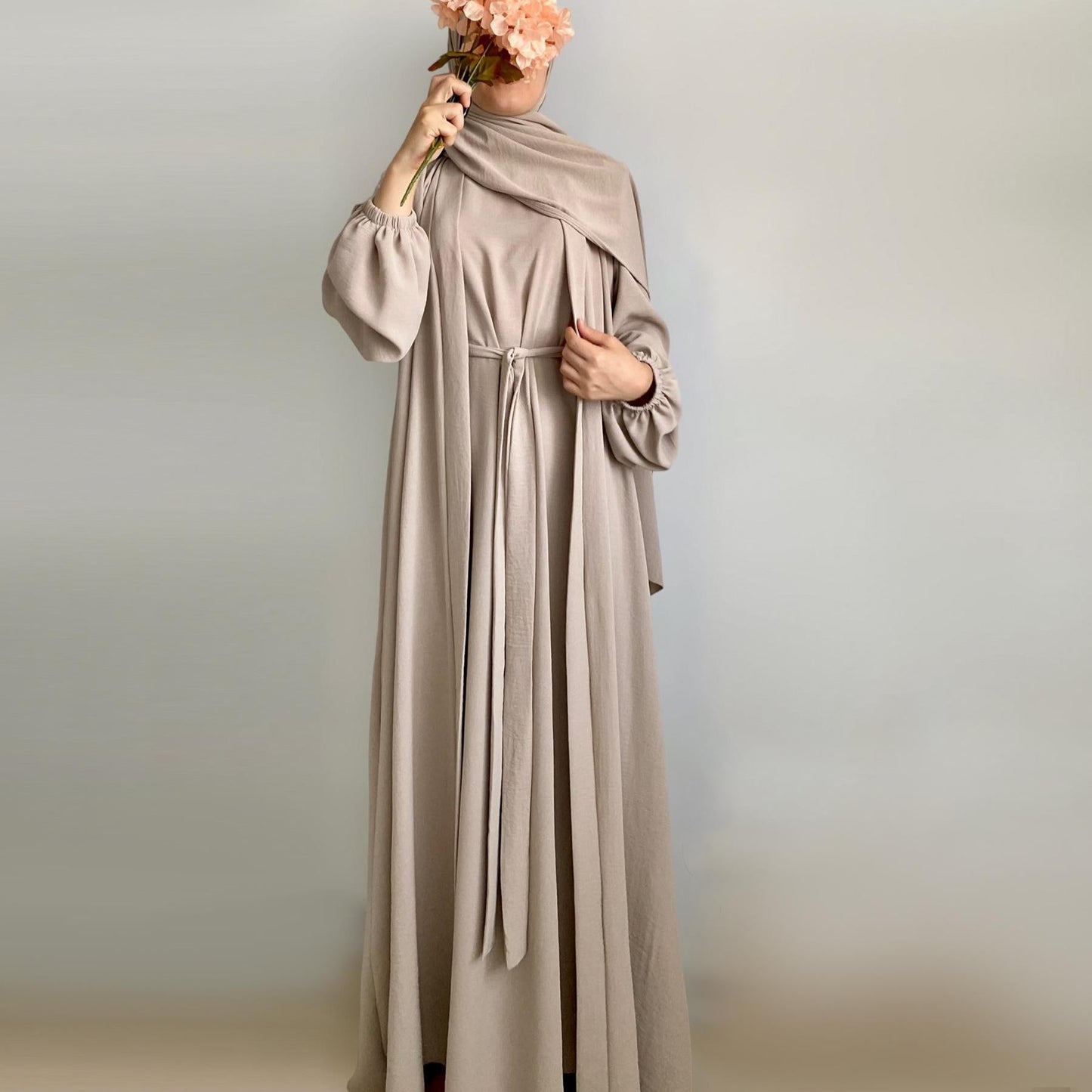 LUMAYA LUMAYA0995 3pcs Cardigan+without  Sleeves Inner Dress+Hijab